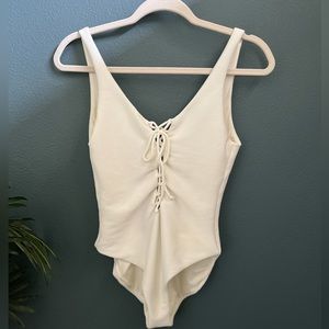 Onia Bathing Suite - Large- White - Bridal - Bachelorette - Ribbed